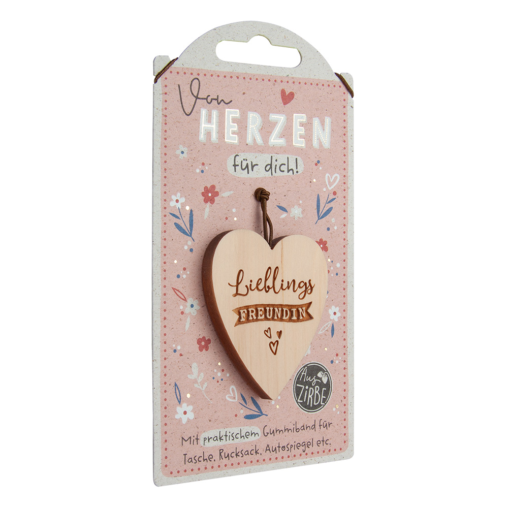 LovelyHearts - Herz aus Zirbe: "Lieblingsfreundin"