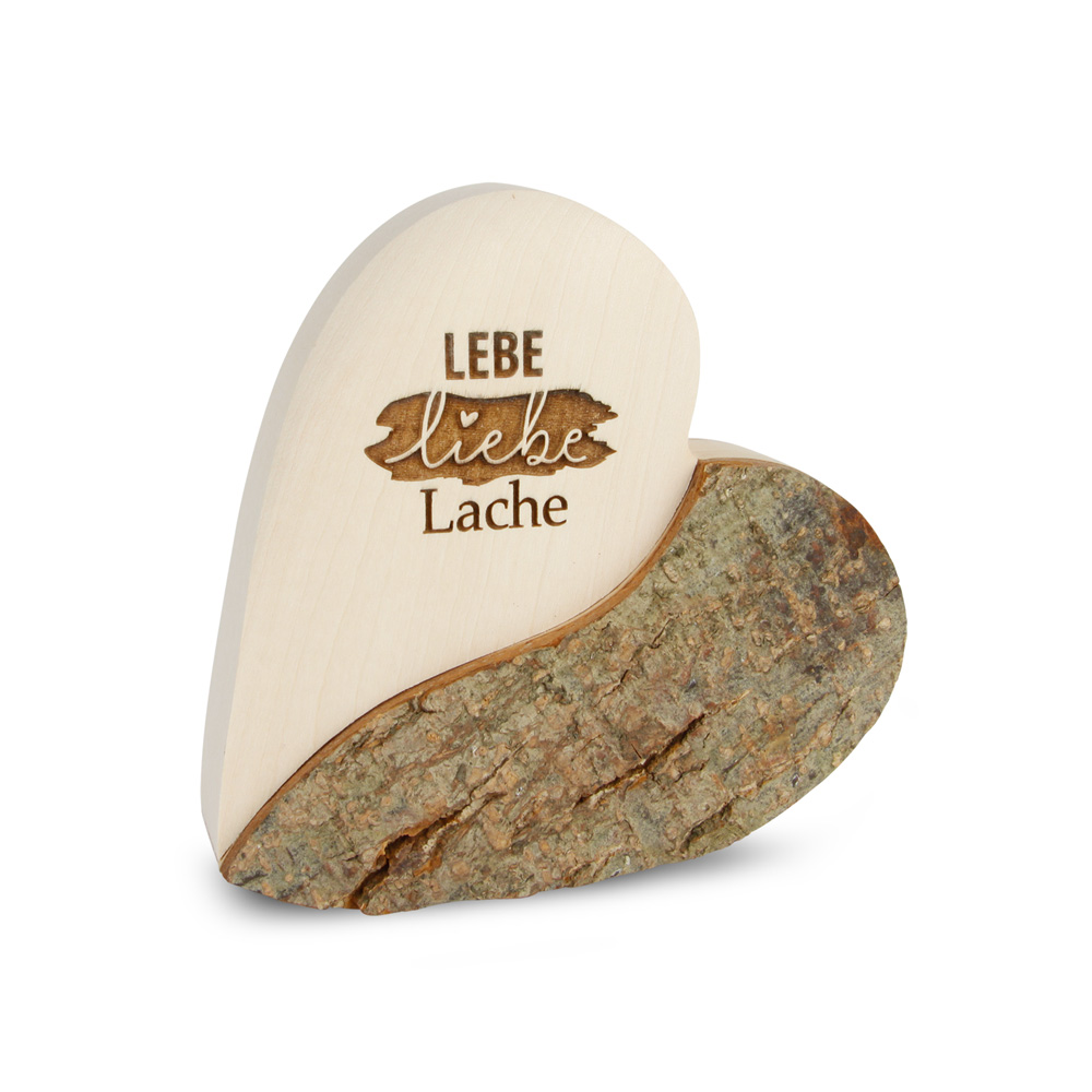 Rindenherz Yin-Yang Gr. 2: "Lebe, Liebe, Lache"