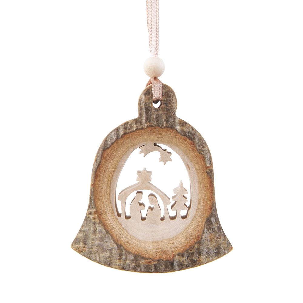 Rindenanh. Gr. 2 Glocke Motiv: Krippe mit Komet