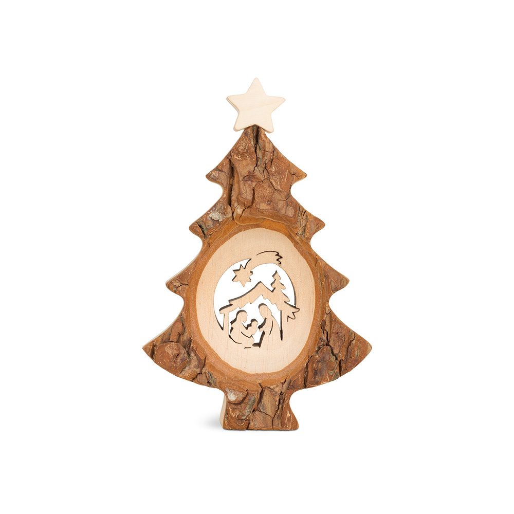Weihnachtsbaum mit Lasermotiv: Krippe